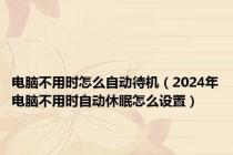 电脑不用时怎么自动待机（2024年电脑不用时自动休眠怎么设置）