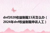 dnf2020收益制裁15天怎么办（2024年dnf收益制裁申诉人工）