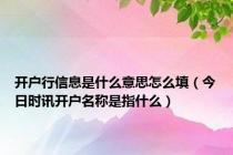 开户行信息是什么意思怎么填（今日时讯开户名称是指什么）