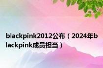 blackpink2012公布（2024年blackpink成员担当）