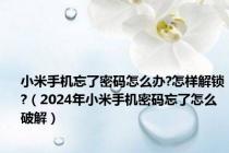 小米手机忘了密码怎么办?怎样解锁?（2024年小米手机密码忘了怎么破解）