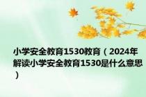 小学安全教育1530教育（2024年解读小学安全教育1530是什么意思）