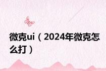 微克ui（2024年微克怎么打）