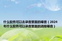 什么软件可以去录音里面的噪音（2024年什么软件可以录音里面的消除噪音）