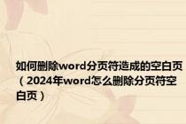 如何删除word分页符造成的空白页（2024年word怎么删除分页符空白页）