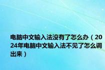 电脑中文输入法没有了怎么办（2024年电脑中文输入法不见了怎么调出来）