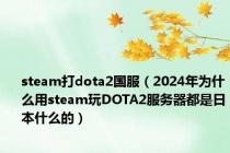 steam打dota2国服（2024年为什么用steam玩DOTA2服务器都是日本什么的）