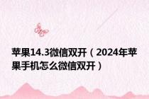 苹果14.3微信双开（2024年苹果手机怎么微信双开）