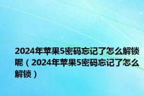 2024年苹果5密码忘记了怎么解锁呢（2024年苹果5密码忘记了怎么解锁）