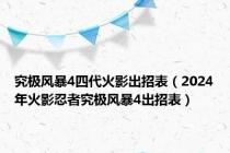 究极风暴4四代火影出招表（2024年火影忍者究极风暴4出招表）