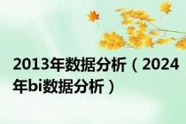 2013年数据分析（2024年bi数据分析）