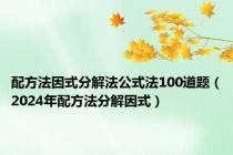 配方法因式分解法公式法100道题（2024年配方法分解因式）