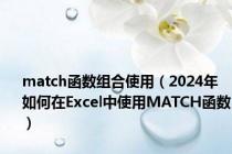 match函数组合使用（2024年如何在Excel中使用MATCH函数）