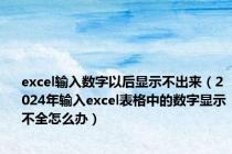 excel输入数字以后显示不出来（2024年输入excel表格中的数字显示不全怎么办）