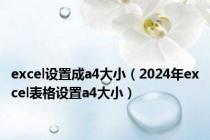 excel设置成a4大小（2024年excel表格设置a4大小）