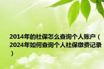 2014年的社保怎么查询个人账户（2024年如何查询个人社保缴费记录）