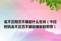 名不正刚言不顺是什么生肖（今日时讯名不正言不顺是哪家的思想）