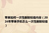 苹果如何一次性删除短信内容（2024年苹果手机怎么一次性删除短信）