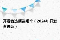 开发者选项选哪个（2024年开发者选项）