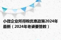 小微企业所得税优惠政策2024年最新（2024年老婆要管教）