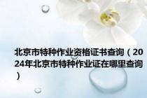 北京市特种作业资格证书查询（2024年北京市特种作业证在哪里查询）