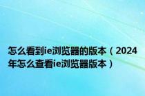 怎么看到ie浏览器的版本（2024年怎么查看ie浏览器版本）