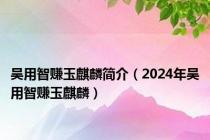 吴用智赚玉麒麟简介（2024年吴用智赚玉麒麟）