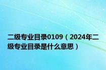 二级专业目录0109（2024年二级专业目录是什么意思）