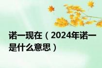 诺一现在（2024年诺一是什么意思）