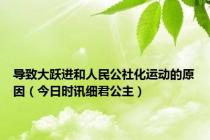 导致大跃进和人民公社化运动的原因（今日时讯细君公主）