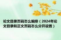 论文目录页码怎么编排（2024年论文目录和正文页码怎么分开设置）