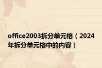 office2003拆分单元格（2024年拆分单元格中的内容）