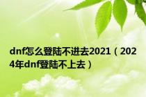 dnf怎么登陆不进去2021（2024年dnf登陆不上去）