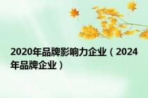 2020年品牌影响力企业（2024年品牌企业）