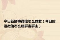 今日新鲜事微信怎么群发（今日时讯微信怎么建群当群主）