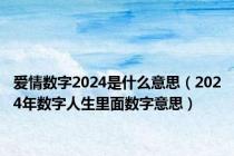 爱情数字2024是什么意思（2024年数字人生里面数字意思）