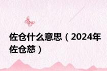 佐仓什么意思（2024年佐仓慈）