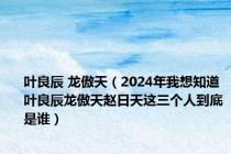 叶良辰 龙傲天（2024年我想知道叶良辰龙傲天赵日天这三个人到底是谁）