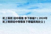 发上等愿 结中等缘 享下等福!!（2024年发上等愿结中等缘享下等福择高处立）