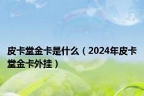 皮卡堂金卡是什么（2024年皮卡堂金卡外挂）