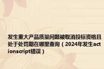 发生重大产品质量问题被取消投标资格且处于处罚期在哪里查询（2024年发生actionscript错误）