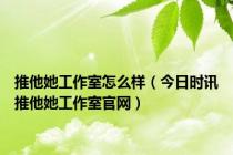 推他她工作室怎么样（今日时讯推他她工作室官网）