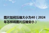 图片如何压缩大小为40（2024年怎样将图片压缩变小）