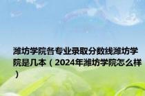 潍坊学院各专业录取分数线潍坊学院是几本（2024年潍坊学院怎么样）