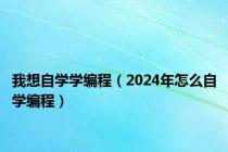 我想自学学编程（2024年怎么自学编程）