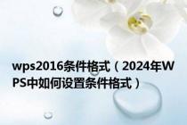 wps2016条件格式（2024年WPS中如何设置条件格式）