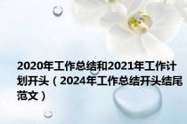 2020年工作总结和2021年工作计划开头（2024年工作总结开头结尾范文）