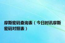 摩斯密码查询表（今日时讯摩斯密码对照表）