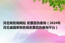 河北税务局网站 发票真伪查询（2024年河北省国家税务局发票真伪查询平台）