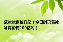 范冰冰身价几亿（今日时讯范冰冰身价有100亿吗）